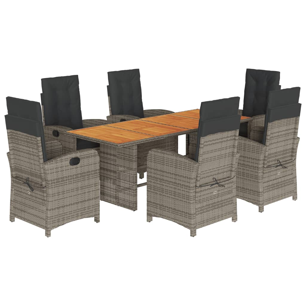 Set da Pranzo da Giardino 7 pz con Cuscini in Polyrattan Grigio | homemem39