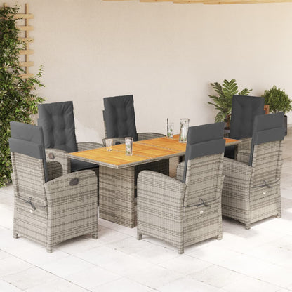 Set da Pranzo da Giardino 7 pz con Cuscini in Polyrattan Grigio | homemem39