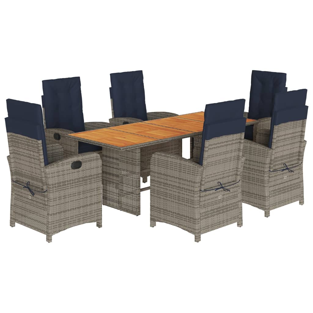 Set da Pranzo da Giardino 7 pz con Cuscini Beige in Polyrattan | homemem39
