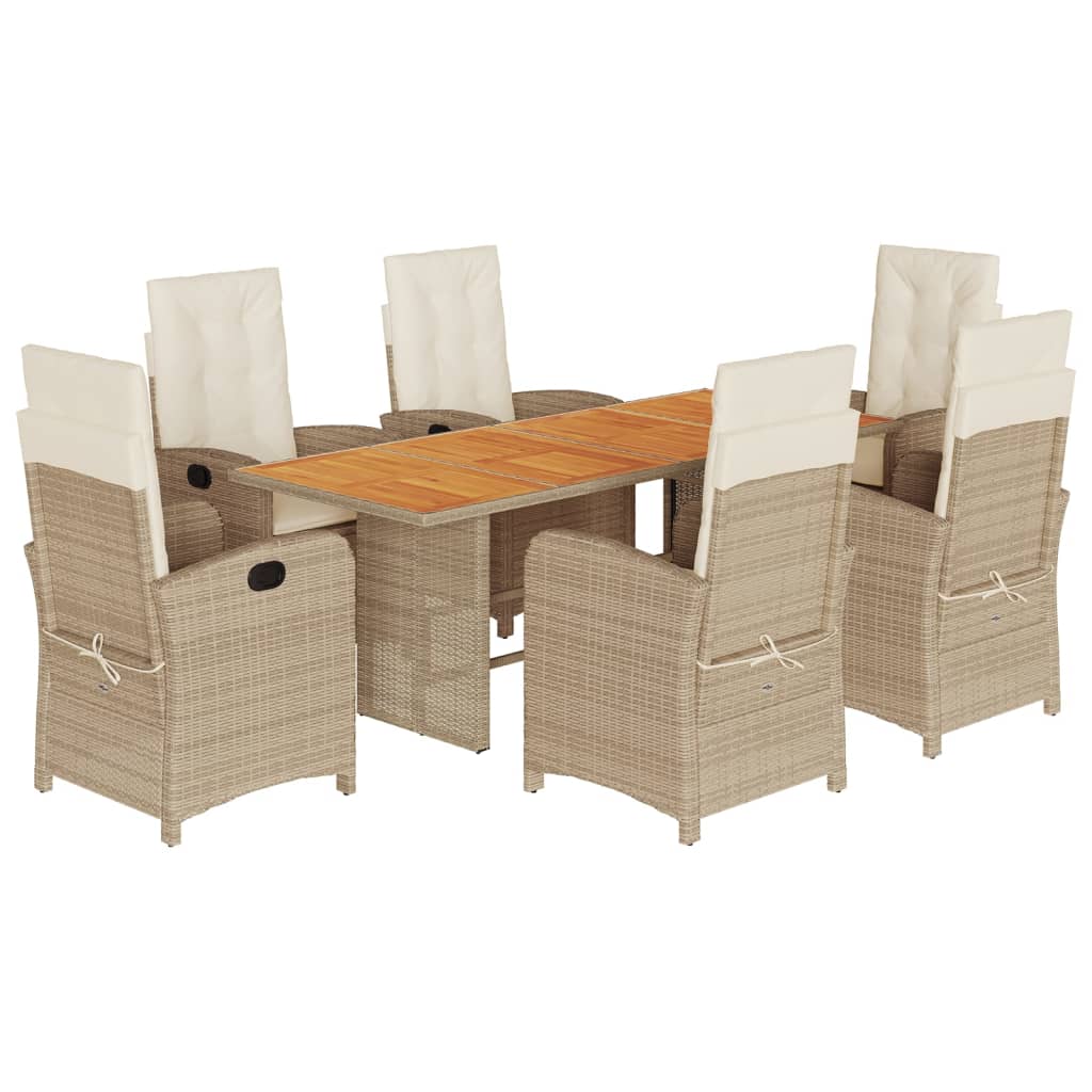 Set Pranzo da Giardino 7 pz con Cuscini Beige Misto Polyrattan | homemem39
