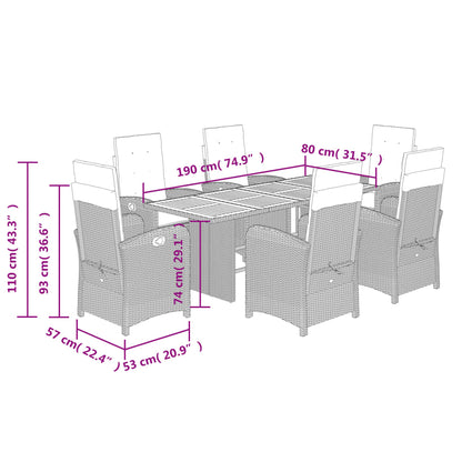Set Pranzo da Giardino 7 pz con Cuscini Beige Misto Polyrattan | homemem39