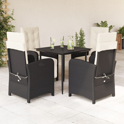 Set da Pranzo da Giardino 5 pz Nero con Cuscini in Polyrattan | homemem39