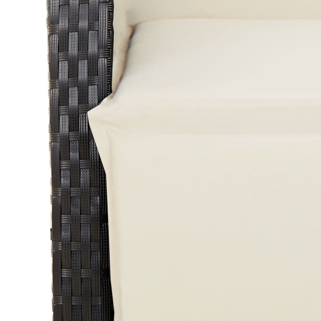 Set da Pranzo da Giardino 7 pz Nero con Cuscini in Polyrattan | homemem39