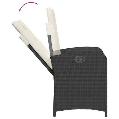Set da Pranzo da Giardino 3 pz con Cuscini Nero in Polyrattan | homemem39