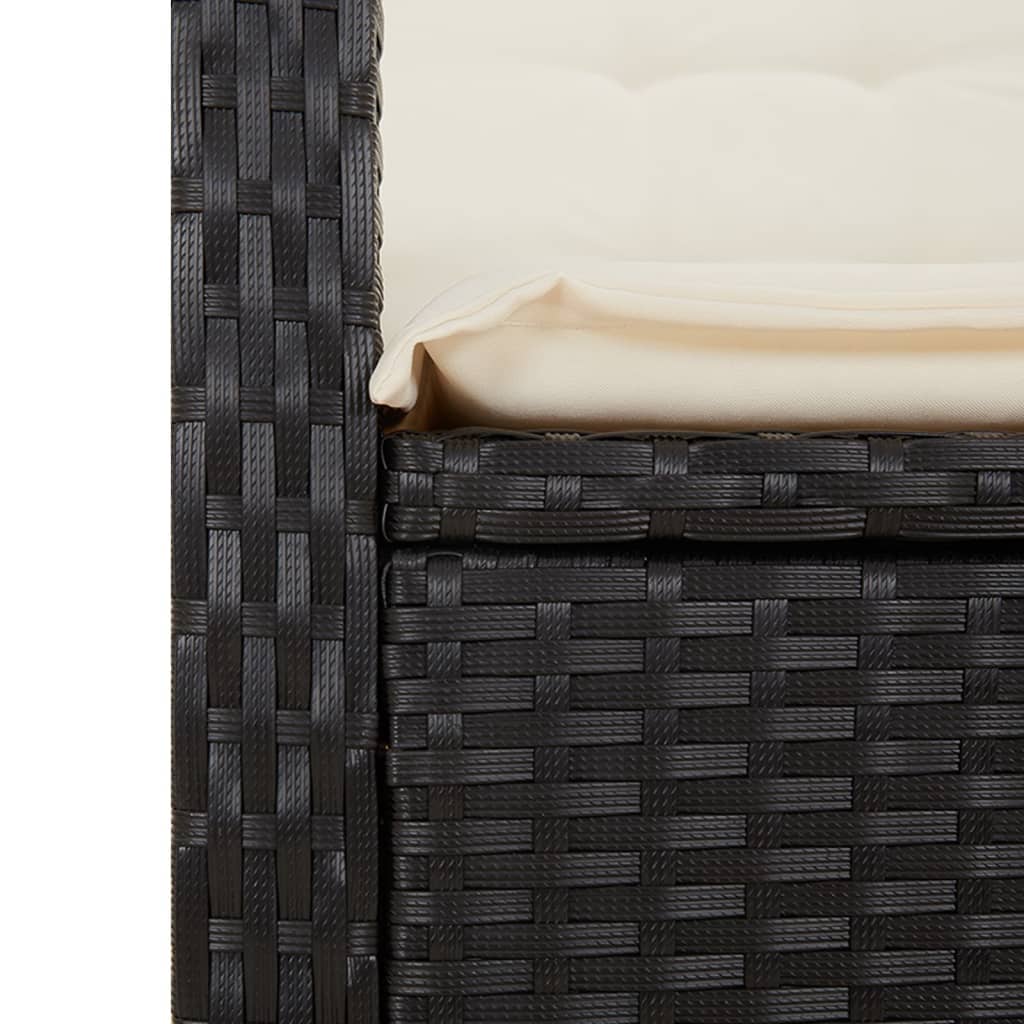 Set da Pranzo da Giardino 3 pz con Cuscini Nero in Polyrattan | homemem39