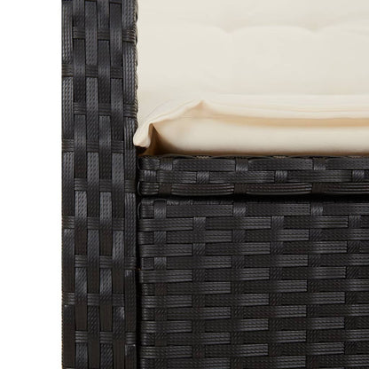 Set da Pranzo da Giardino 3 pz con Cuscini Nero in Polyrattan | homemem39
