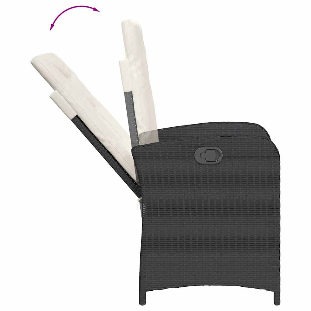 Set da Pranzo da Giardino 5 pz Nero con Cuscini in Polyrattan | homemem39