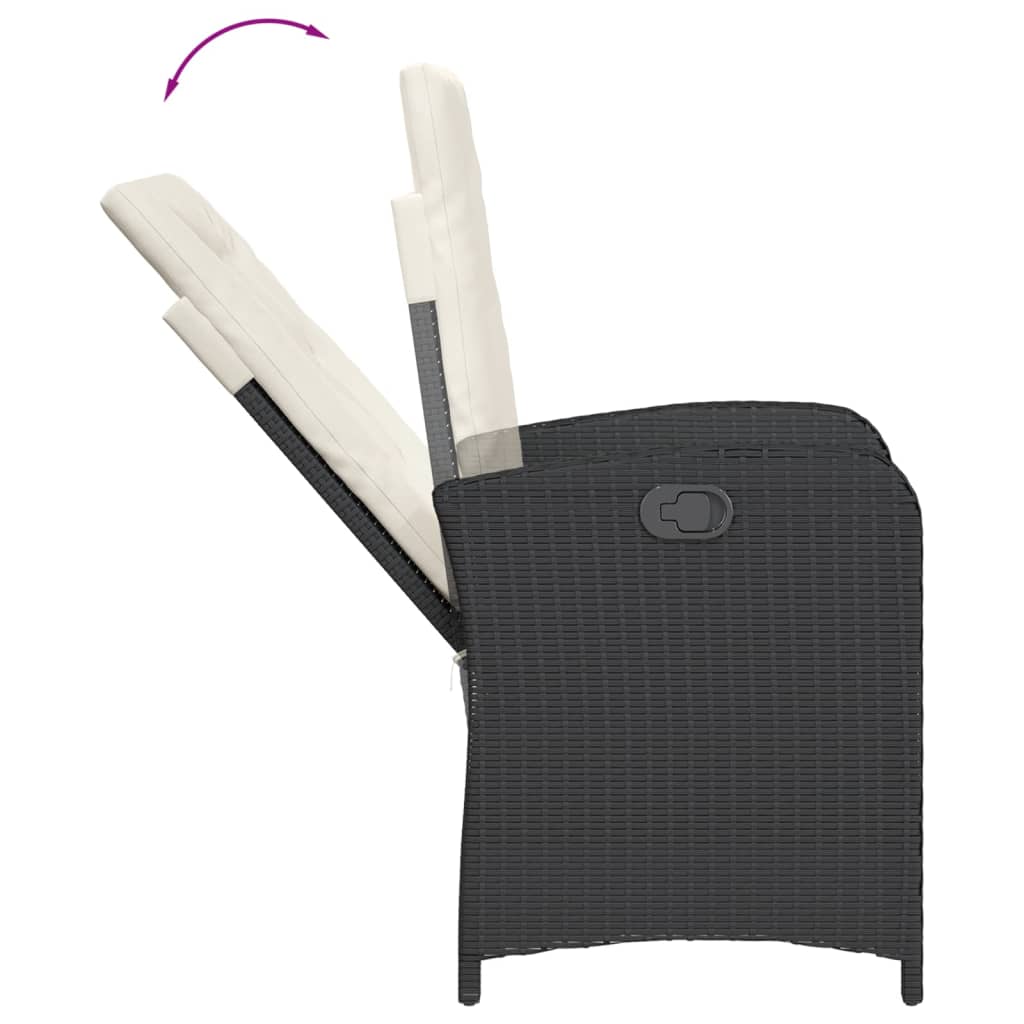 Set da Pranzo da Giardino 7 pz Nero con Cuscini in Polyrattan | homemem39