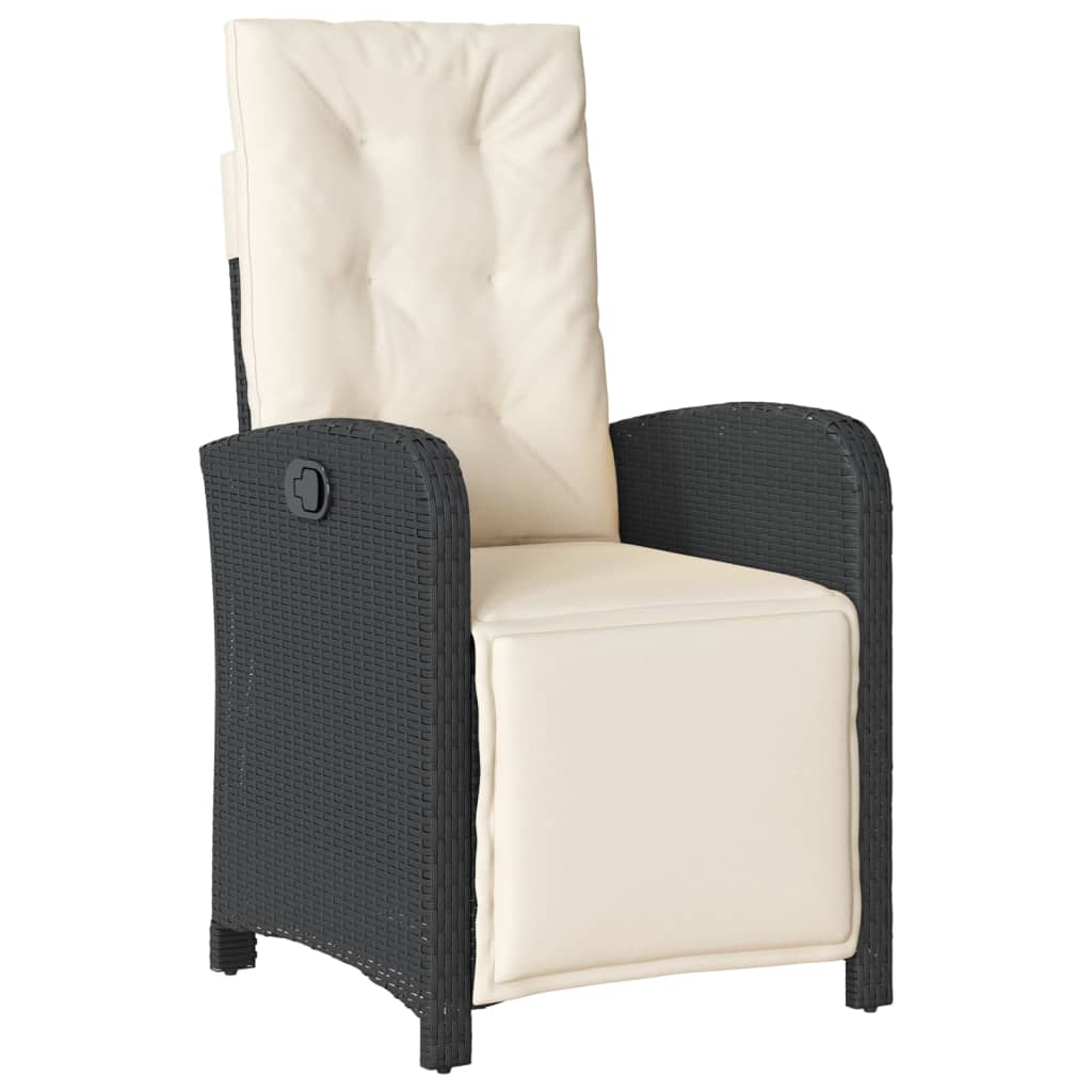 Set da Pranzo da Giardino 9 pz con Cuscini Nero in Polyrattan | homemem39
