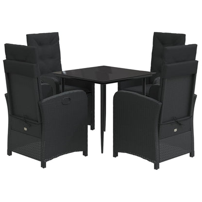 Set da Pranzo da Giardino 5 pz Nero con Cuscini in Polyrattan | homemem39