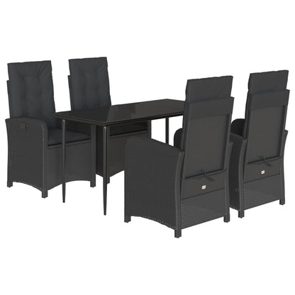 Set da Pranzo da Giardino 5 pz Nero con Cuscini in Polyrattan | homemem39