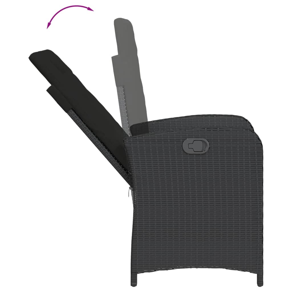 Set da Pranzo da Giardino 5 pz Nero con Cuscini in Polyrattan - homemem39