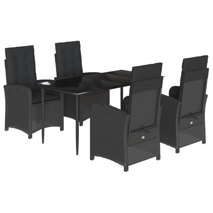 Set da Pranzo da Giardino 5 pz Nero con Cuscini in Polyrattan - homemem39