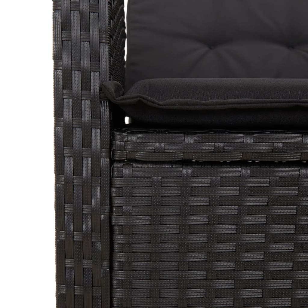 Set da Pranzo da Giardino 5 pz Nero con Cuscini in Polyrattan | homemem39