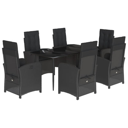 Set da Pranzo da Giardino 7 pz Nero con Cuscini in Polyrattan | homemem39