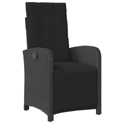 Set da Pranzo da Giardino 5 pz Nero con Cuscini in Polyrattan - homemem39