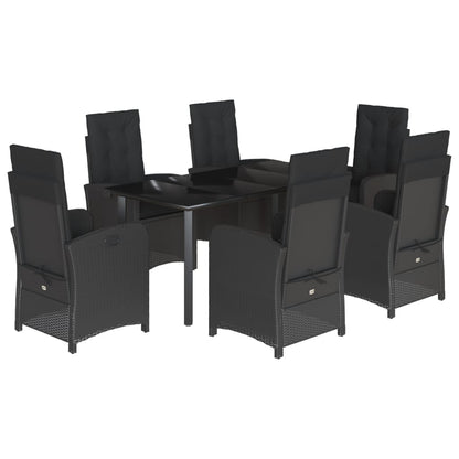 Set da Pranzo da Giardino 7 pz Nero con Cuscini in Polyrattan | homemem39