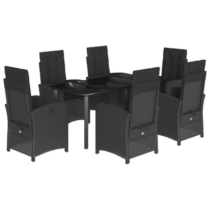 Set da Pranzo da Giardino 7 pz Nero con Cuscini in Polyrattan | homemem39