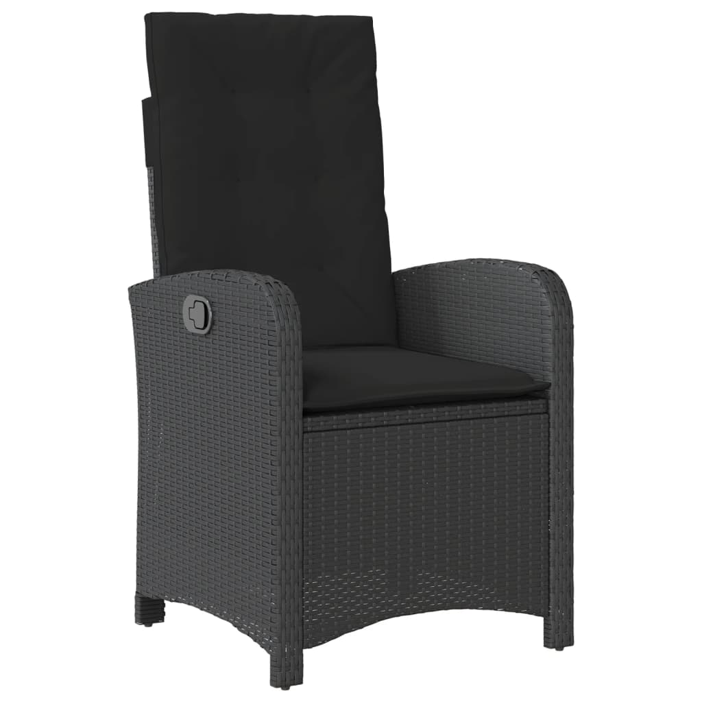 Set da Pranzo da Giardino 7 pz Nero con Cuscini in Polyrattan - homemem39