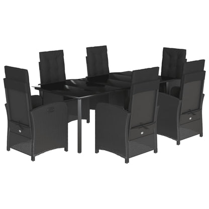 Set da Pranzo da Giardino 7 pz Nero con Cuscini in Polyrattan | homemem39
