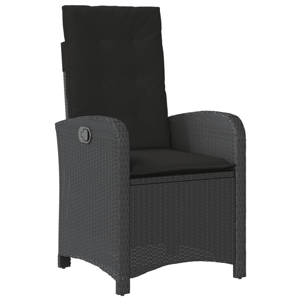 Set da Pranzo da Giardino 7 pz Nero con Cuscini in Polyrattan | homemem39