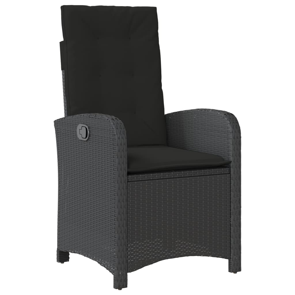 Set da Pranzo da Giardino 9 pz con Cuscini Nero in Polyrattan | homemem39