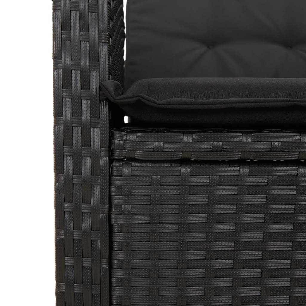 Set da Pranzo da Giardino 9 pz con Cuscini Nero in Polyrattan | homemem39