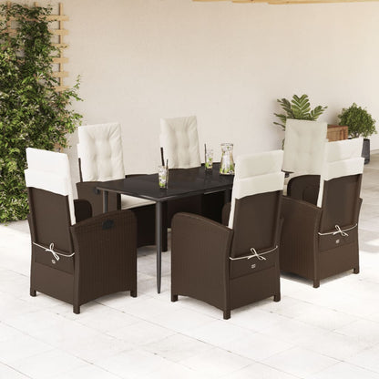Set da Pranzo da Giardino 7pz con Cuscini in Polyrattan Marrone | homemem39
