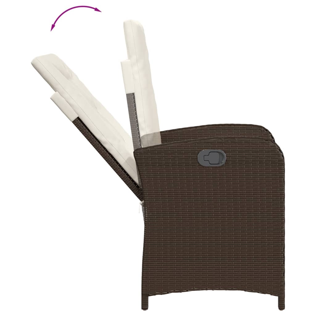 Set da Pranzo da Giardino 7pz con Cuscini in Polyrattan Marrone | homemem39