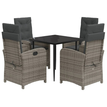 Set da Pranzo da Giardino 5 pz con Cuscini in Polyrattan Grigio - homemem39