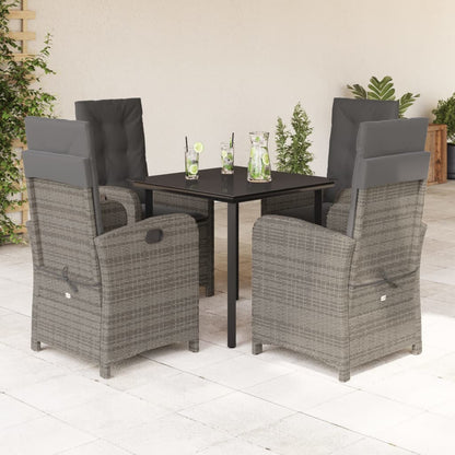 Set da Pranzo da Giardino 5 pz con Cuscini in Polyrattan Grigio | homemem39