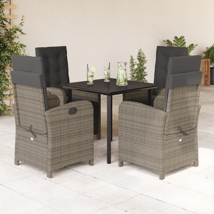 Set da Pranzo da Giardino 5 pz con Cuscini in Polyrattan Grigio | homemem39