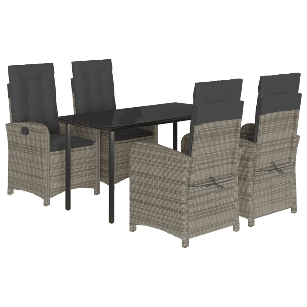 Set da Pranzo da Giardino 5 pz con Cuscini in Polyrattan Grigio | homemem39