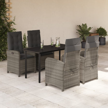 Set da Pranzo da Giardino 5 pz con Cuscini in Polyrattan Grigio | homemem39