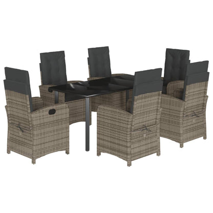 Set da Pranzo da Giardino 7 pz con Cuscini in Polyrattan Grigio - homemem39