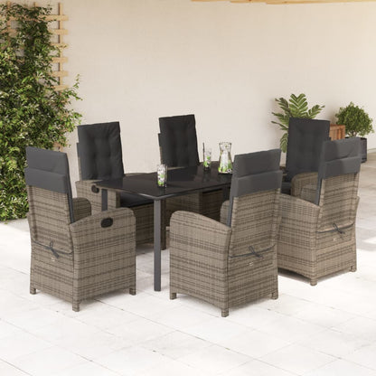 Set da Pranzo da Giardino 7 pz con Cuscini in Polyrattan Grigio | homemem39