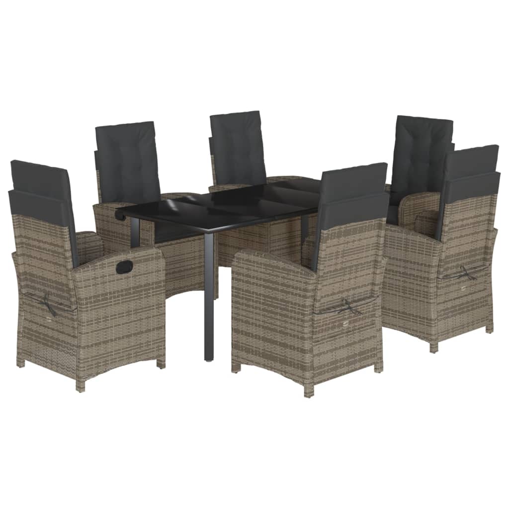 Set da Pranzo da Giardino 7 pz con Cuscini in Polyrattan Grigio | homemem39