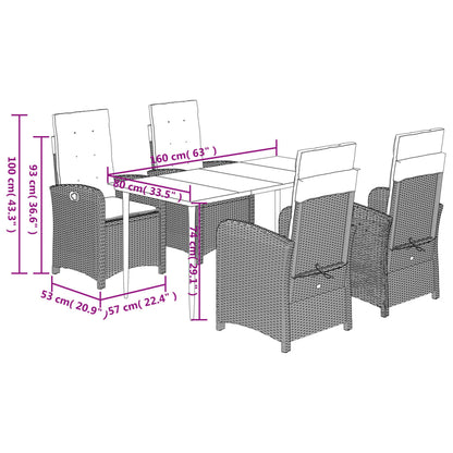 Set da Pranzo da Giardino 5 pz con Cuscini Beige in Polyrattan | homemem39