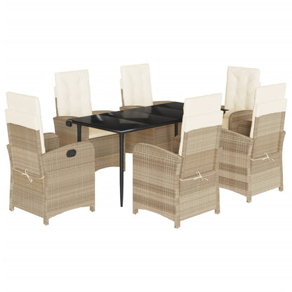 Set da Pranzo da Giardino 7 pz con Cuscini Beige in Polyrattan | homemem39