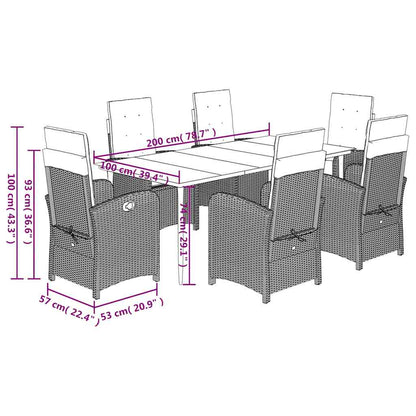 Set da Pranzo da Giardino 7 pz con Cuscini Beige in Polyrattan - homemem39