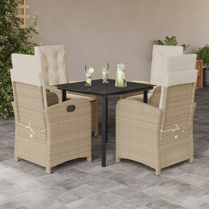 Set da Pranzo da Giardino 5 pz con Cuscini Beige in Polyrattan | homemem39