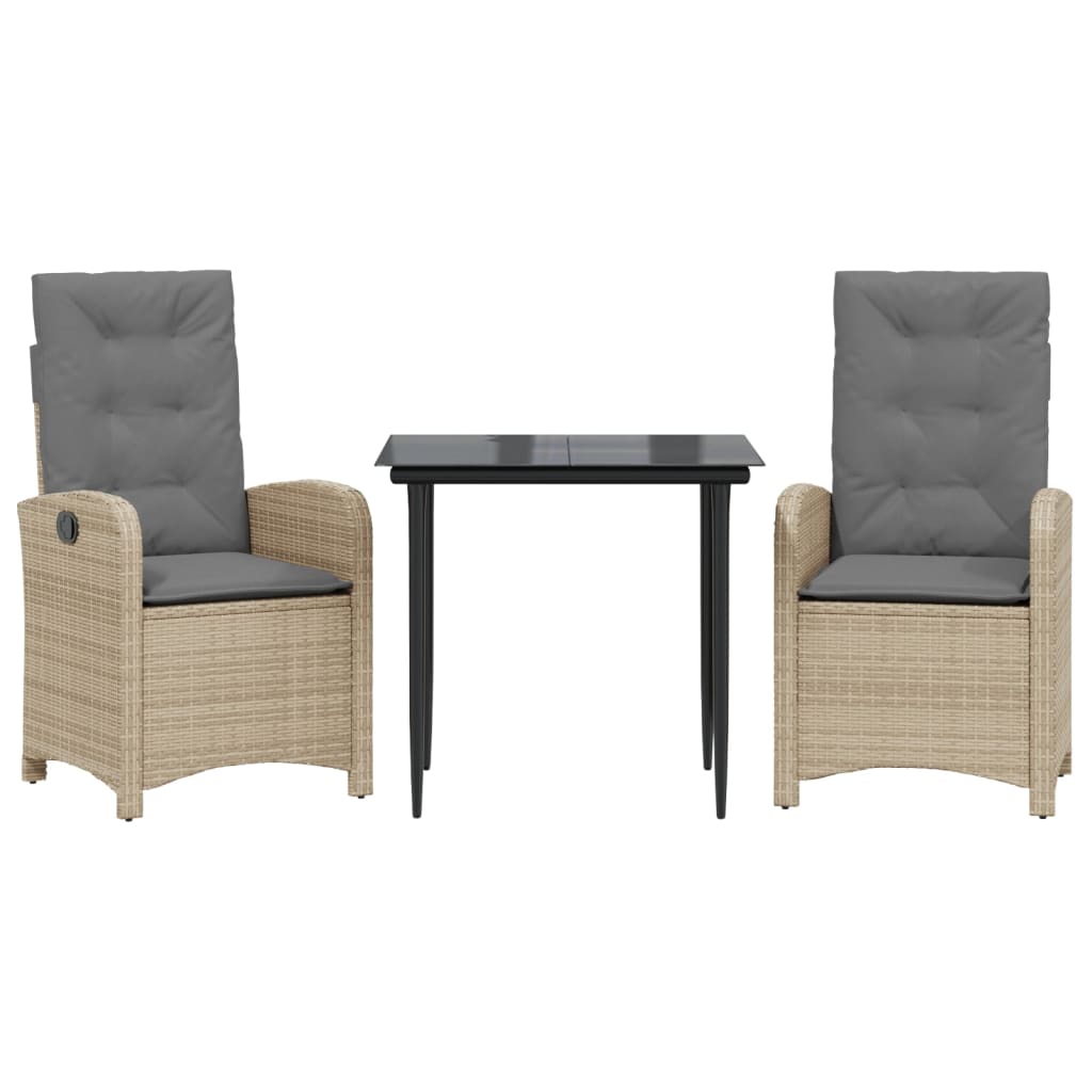 Set Pranzo da Giardino 3 pz con Cuscini Beige Misto Polyrattan | homemem39