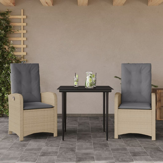 Set Pranzo da Giardino 3 pz con Cuscini Beige Misto Polyrattan - homemem39