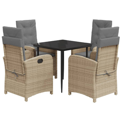 Set Pranzo da Giardino 5 pz con Cuscini Beige Misto Polyrattan | homemem39