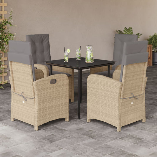 Set Pranzo da Giardino 5 pz con Cuscini Beige Misto Polyrattan - homemem39