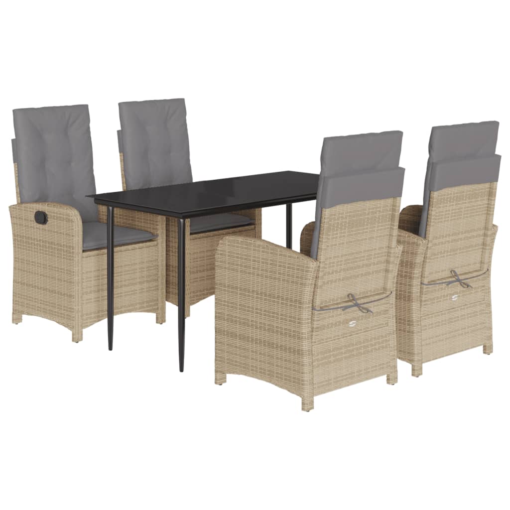 Set Pranzo da Giardino 5 pz con Cuscini Beige Misto Polyrattan | homemem39