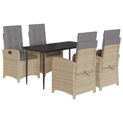 Set Pranzo da Giardino 5 pz con Cuscini Beige Misto Polyrattan | homemem39