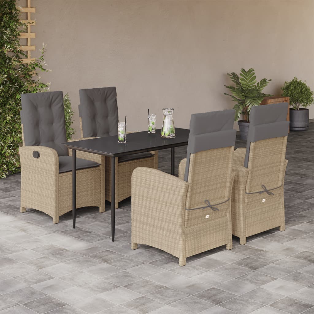 Set Pranzo da Giardino 5 pz con Cuscini Beige Misto Polyrattan | homemem39
