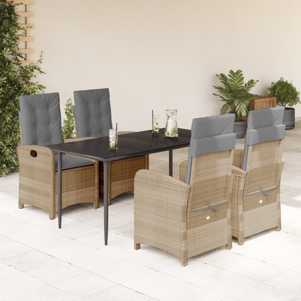 Set Pranzo da Giardino 5 pz con Cuscini Beige Misto Polyrattan | homemem39