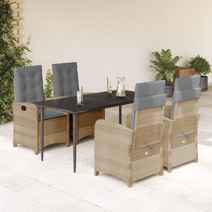 Set Pranzo da Giardino 5 pz con Cuscini Beige Misto Polyrattan | homemem39